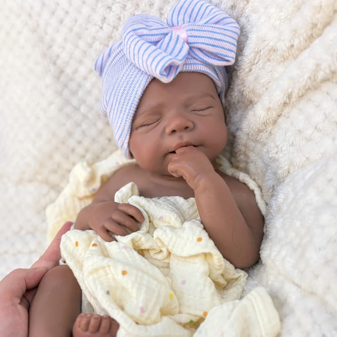 18Inch Can Open Mouth Dark Skin Pascale bebe reborn de silicona Doll With Painted Skin Soft Touch Feeling Rooted Eyelashes Doll