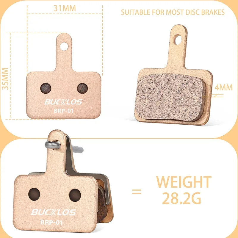 BUCKLOS Brake Pads Fit B01S B03S B05S Bicycle Sintered-Metal Disc Brake Pads for SHIMANO MT200 Durable MTB Road Bike Brake Pads