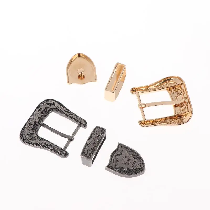 

1/2 комплекта винтажных металлических пряжек для ремня в европейском и американском стиле с цветочным гравированием, классическая ретро-застежка для пояса ​