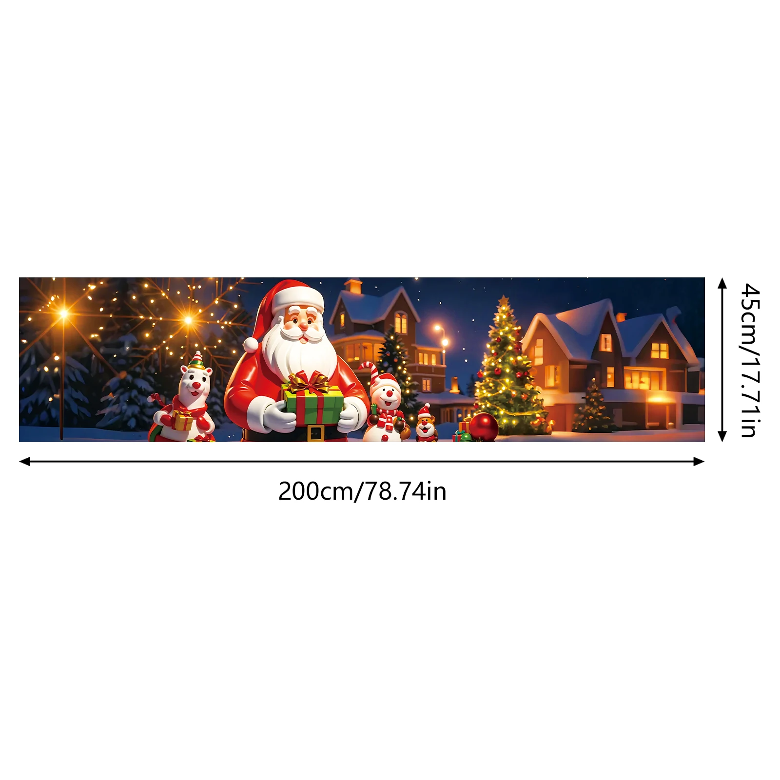 1 Piece (17*78 inches/45*200 cm), Polyester, Festive Santa Claus Merry Christmas Gateway Banner