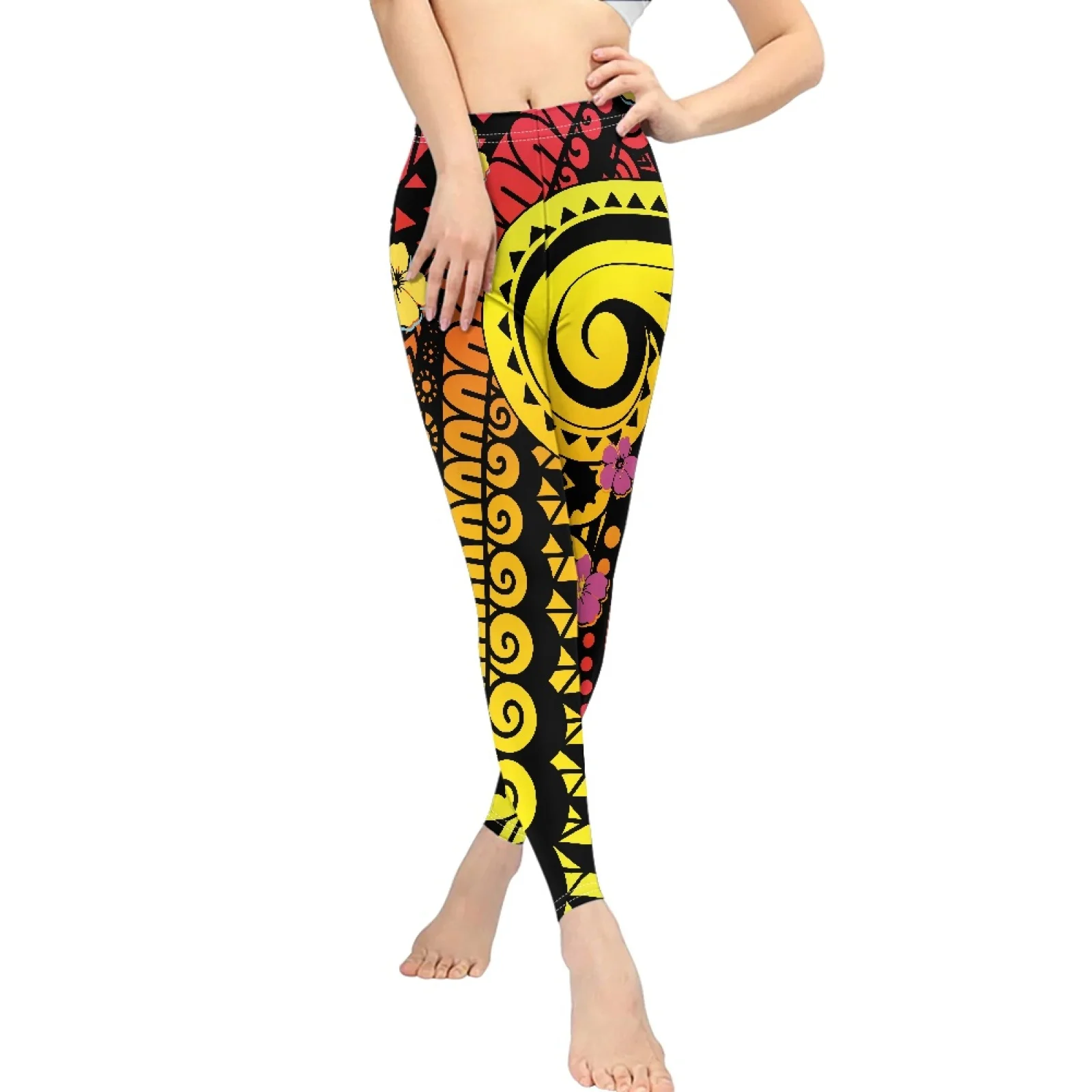 Polynesian Tribal Fijian Totem Tattoo Fiji Prints High Waist Push Up Pants Athletic Slim Jogging Sexy Ventilate Yoga Pants