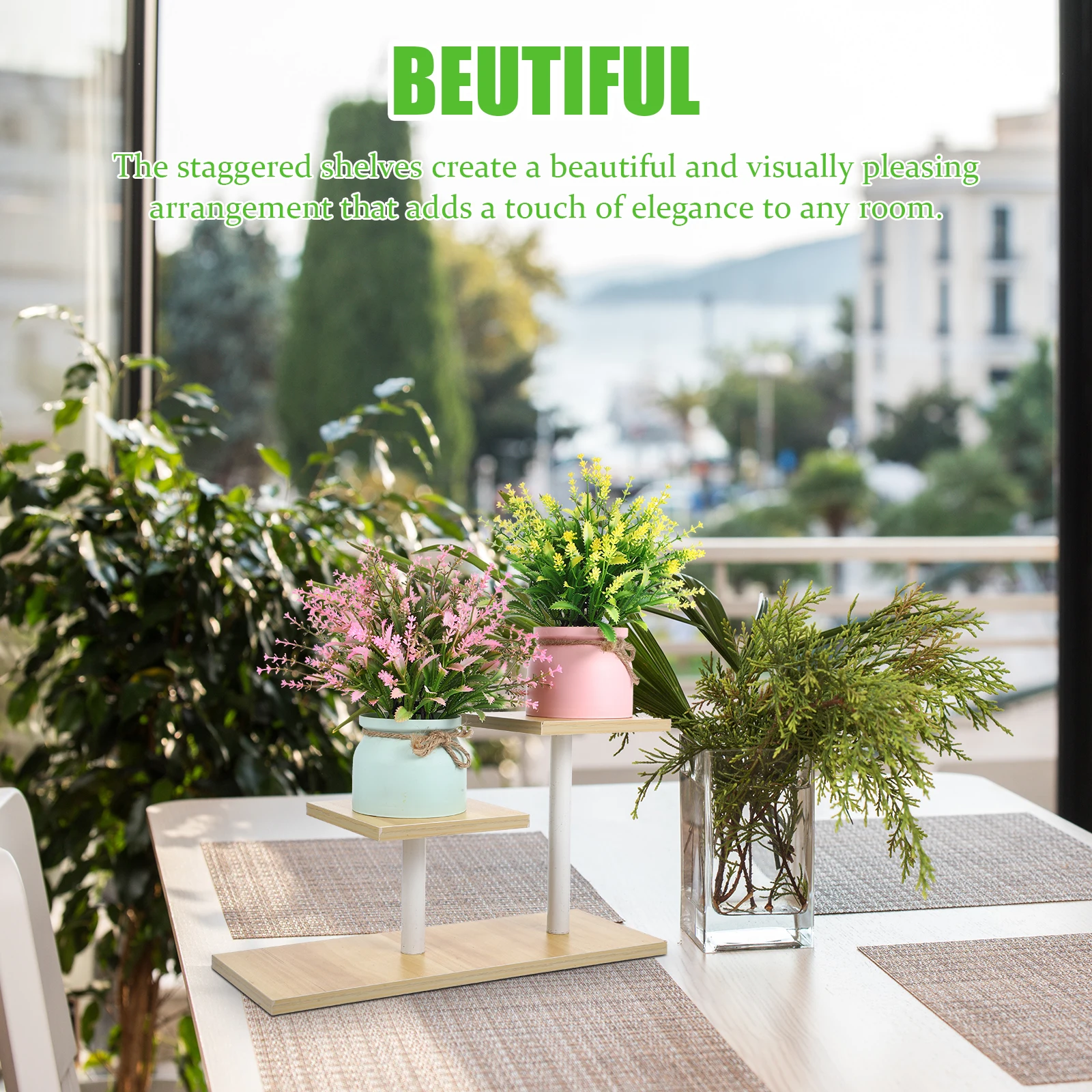 3-Tier Plant Stand Desk Flower Pot Holder Indoor Office Table Storage Shelf Balcony Planter Base Window Sill Shelf Gardening Pot