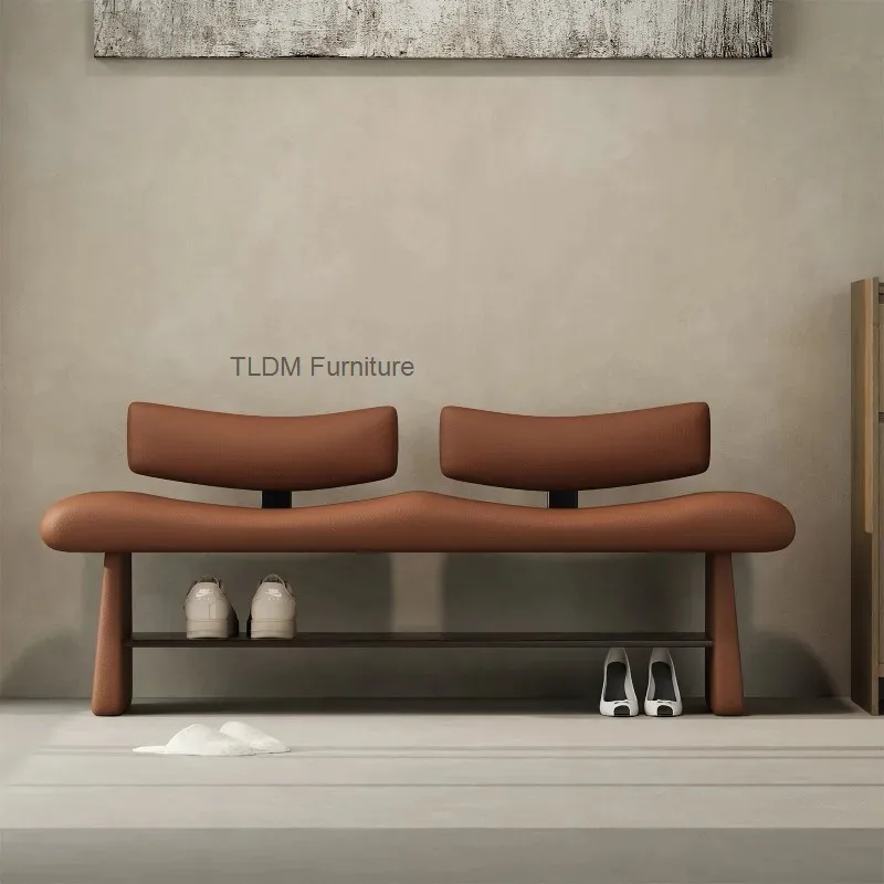 Ergonomic Lazy Foot Stool Relaxing Modern Minimalist Entryway Designer Foot Stool Bench Seat Shoe Tabouret Unique Furniture