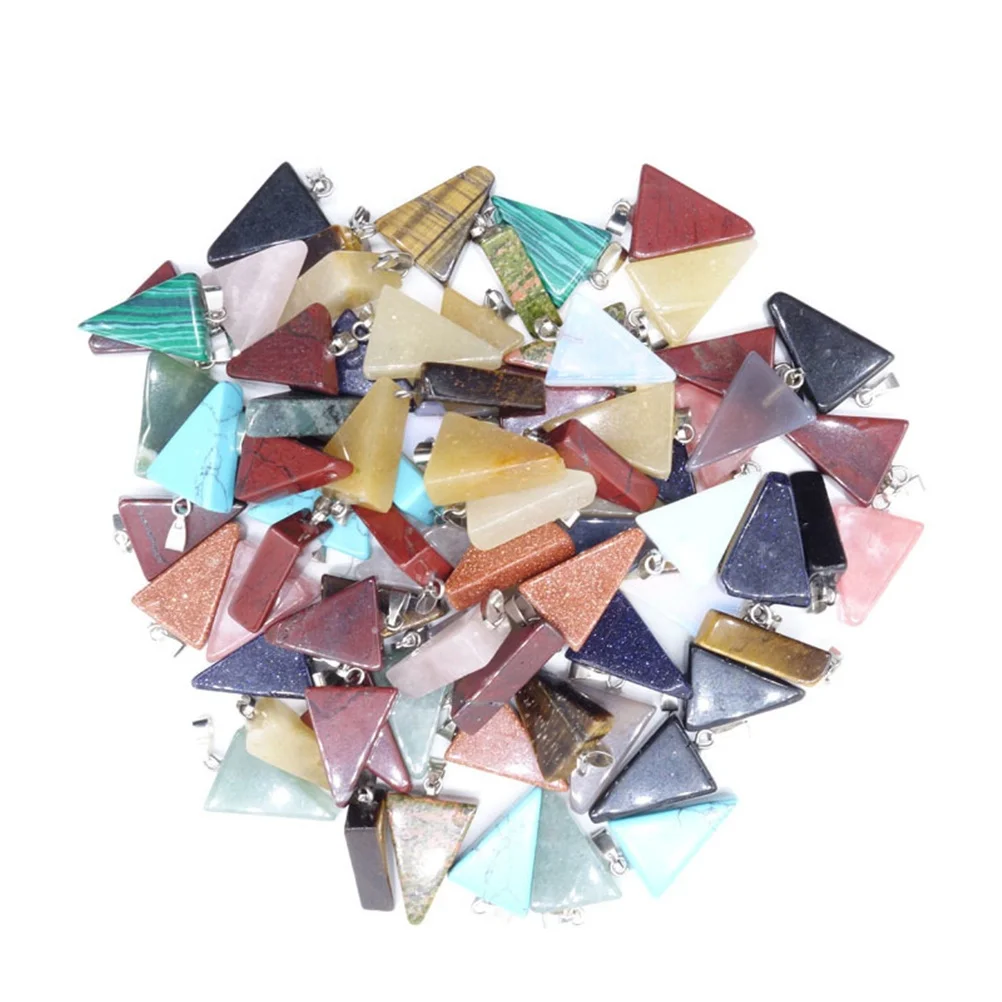 

10 pcs Crystal Pendant Color Stone Pendant Necklaces Triangle Shape Crystal Jewelry Making Accessory Natural Material