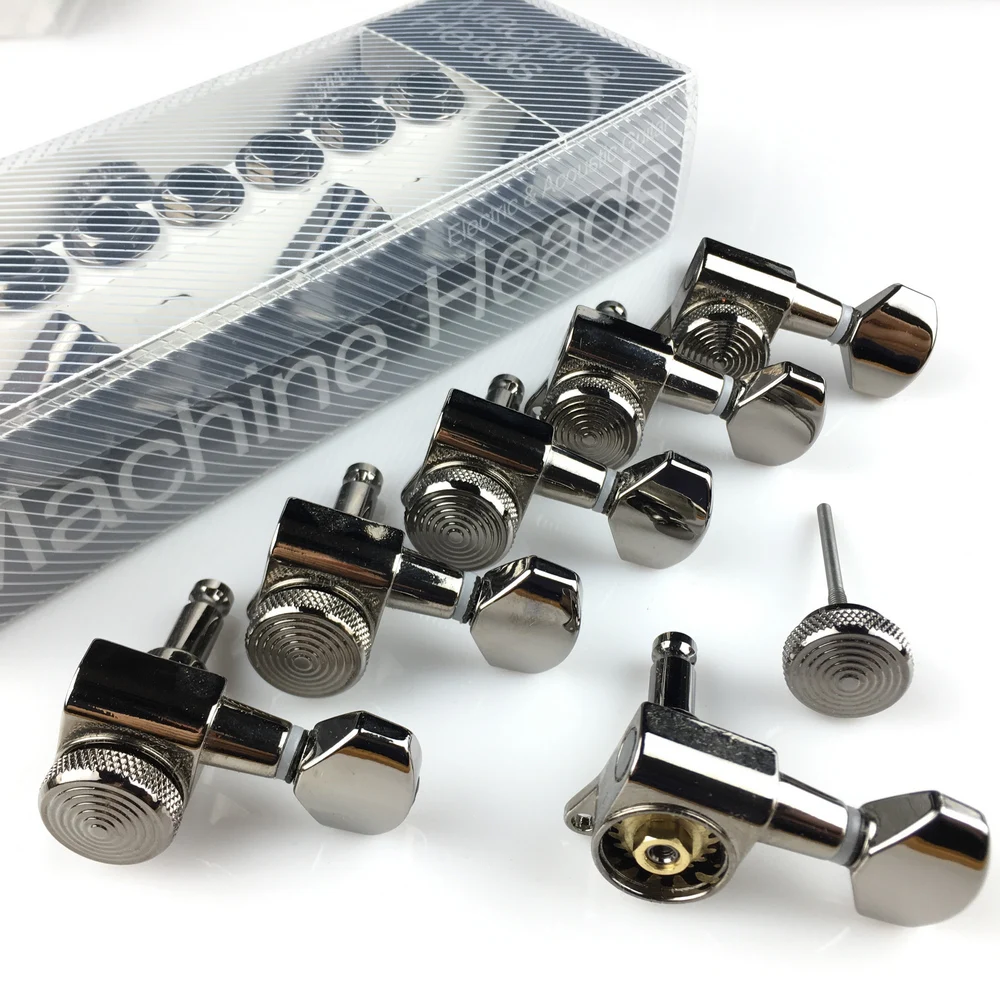 

New Cosmo Black Guitar Locking Tuners Electric Guitar Machine Heads Tuners JN-07SP Lock Black Nickel Tuning Pegs