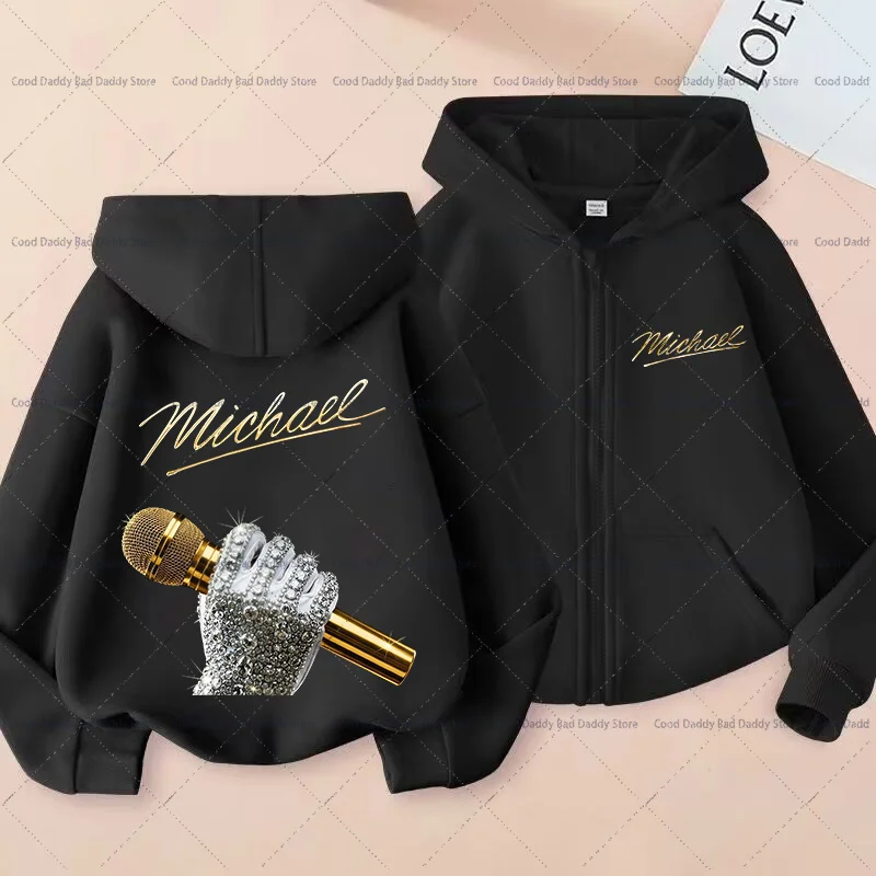 Kinder Freizeitjacke Herbstkleidung King of Pop MJ Mode Hoodie Jacke für Jungen Mädchen Kinder Michael Jackson Reißverschluss Kapuzenpullover – Detail 5