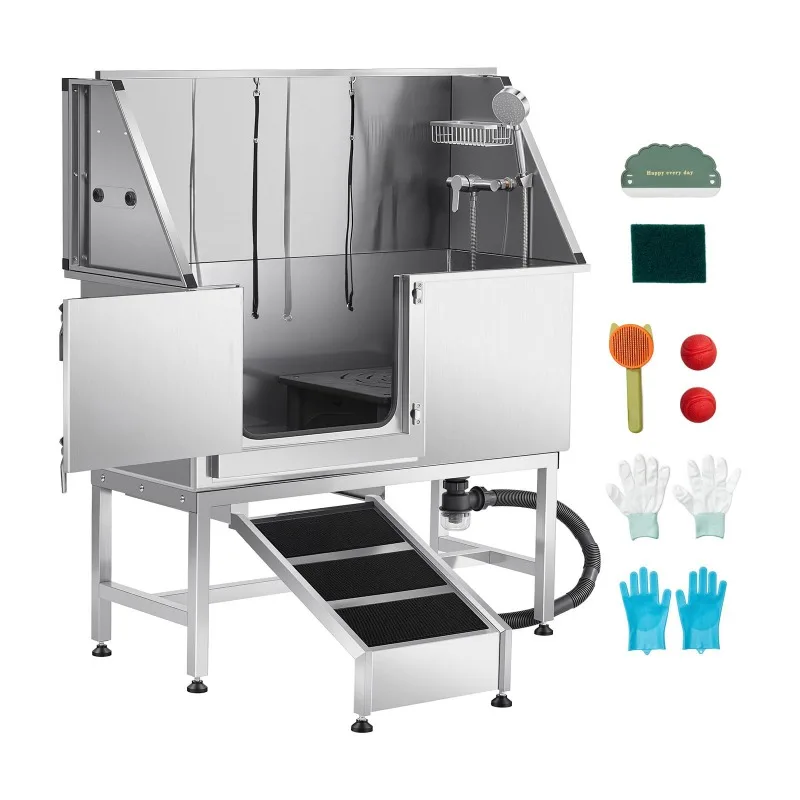cute dog washing station is suitable for large/medium/small  50-inch beauty bath ramp PE water filter plate non-slip