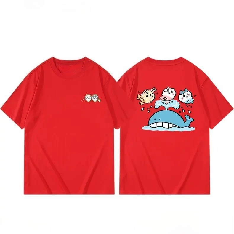 CHIIKAWA Herren-T-Shirt aus reiner Baumwolle im Y2K-Stil, ideal für den Sommer, bequem, atmungsaktiv, hochwertige Qualität, passend für Eltern und Kinder, im angesagten „Ins“-Stil. – Detail 6