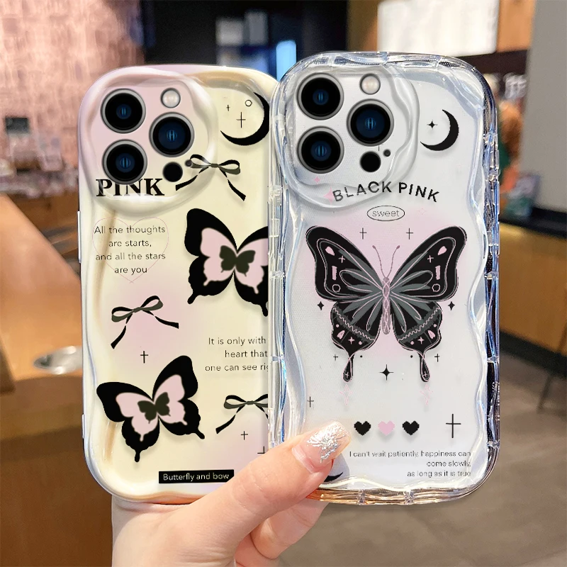 Beautiful Butterfly Cartoon Phone Case for iPhone 15 14 11 Pro Max 13 12 Mini XR XS X 8 7 6 6S Plus SE 2020 Clear Silicone Cover