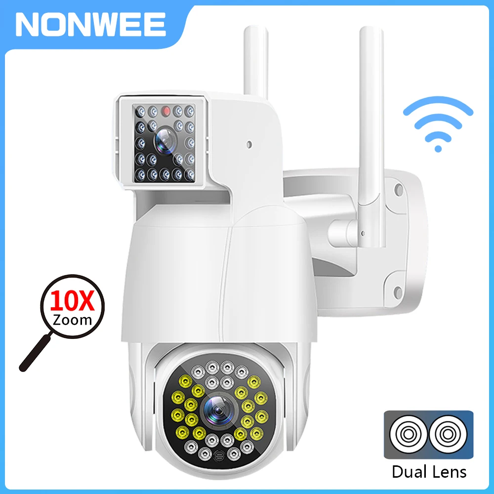 

Dual Lens Wifi IP Security Protection Camera Outdoor Surveillance Video Record Camera 10X Digital Zoom Night Vision Al Tracking