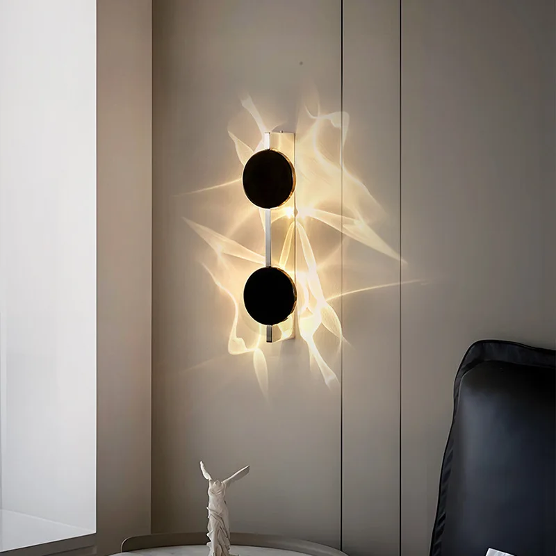 Modern LED Wall Lamp Stainless Rotating Wall Light Creative Shadow Mood Light Hotel Living Room Bedroom Room Decoration Lights
