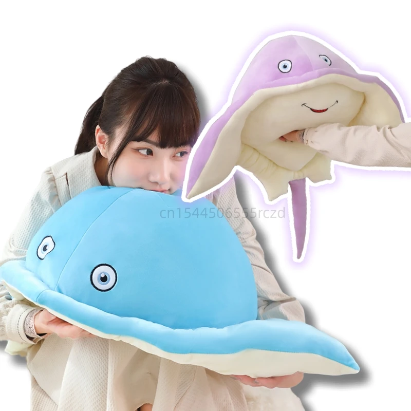 Kawaii Sea Creature Manta Ray Plush Doll Blue Violet Manta Ray Plush Toy Pillow Soft And Comfortable Decoration Living Room