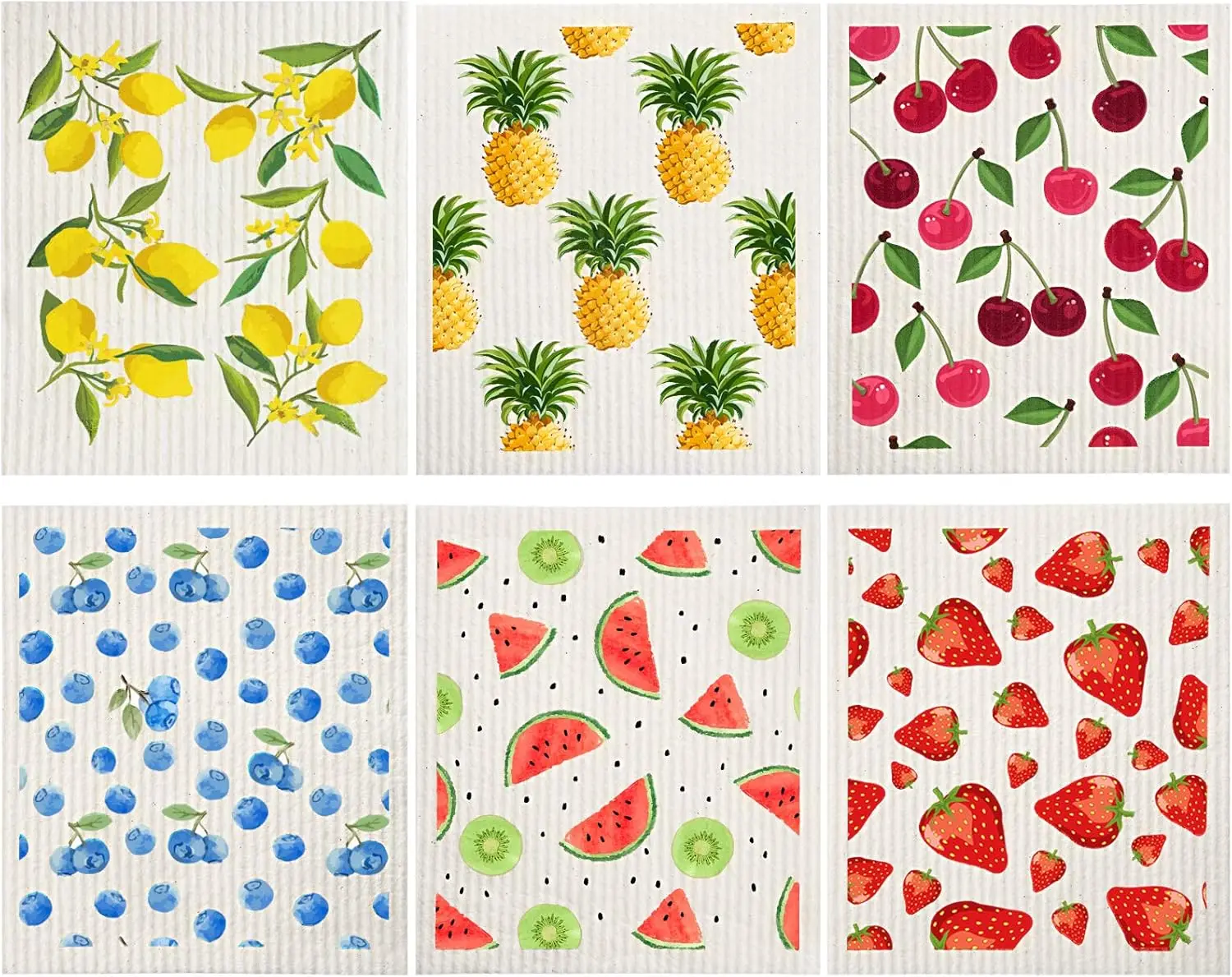 

Patelai Mixed Fruit Swedish Kitchen Dishcloths Reusable Dish Towels Absorbent and Fast Dry Cleaning Cloths (12 Count)