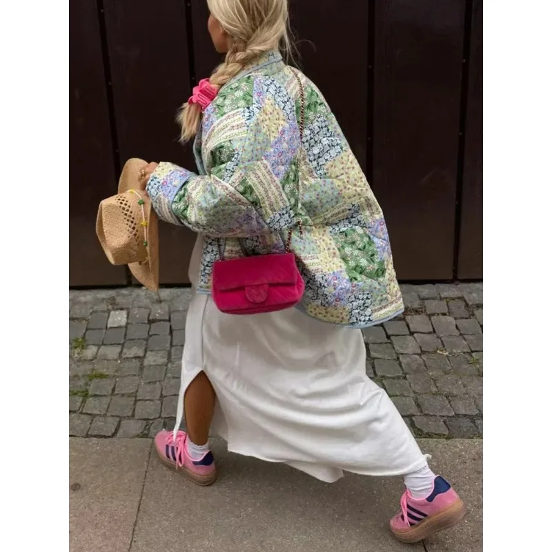 Women's Cotton Jacket Autumn And Winter New Floral Patterns Cardigan Cotton Jacket Elegant Ladies Street Shoot Women's