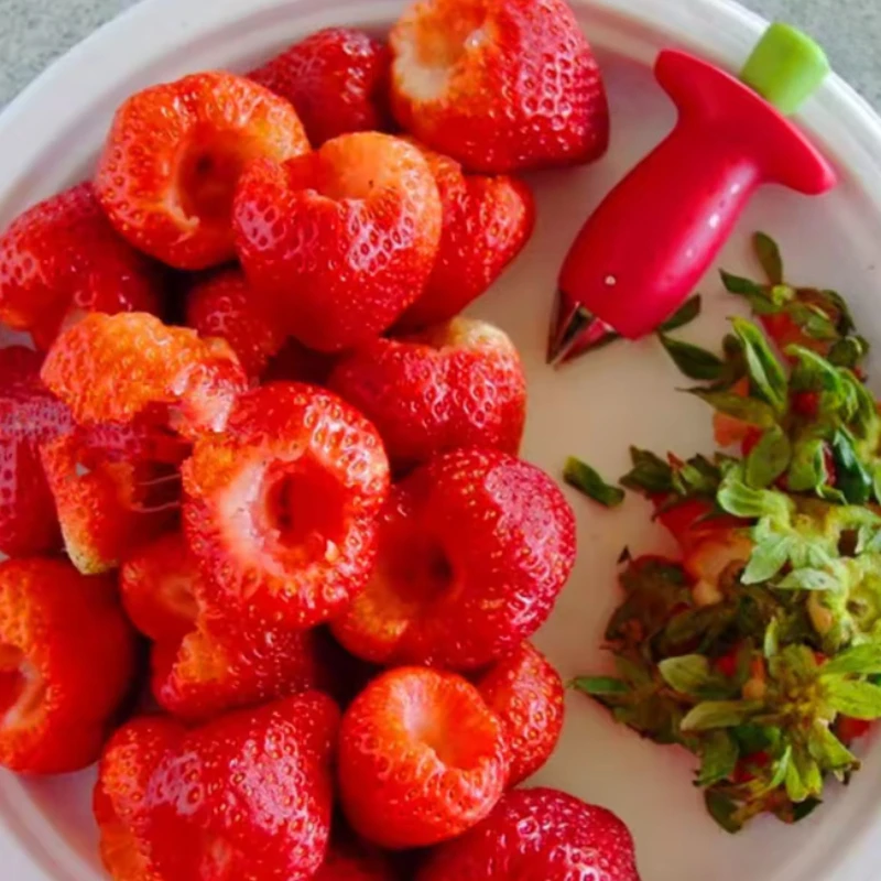 1Pcs Strawberry Huller Metal Tomato Stalks Plastic Fruit Leaf Knife Stem Remover Gadget Strawberry Hullers Kitchen Tool
