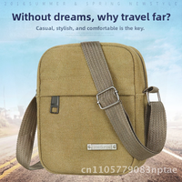 Vintage Men's Canvas Backpack 2021 Trendy Urban Minimalist Crossbody Shoulder Bag Durable Solid Color Khaki Black Dark Brown