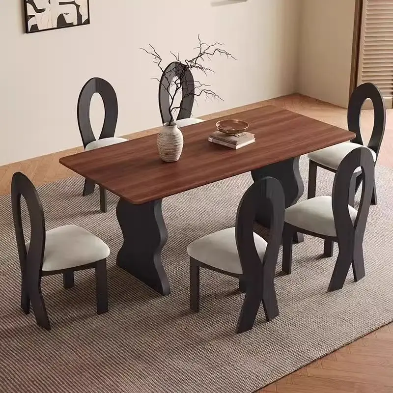 

Medieval style thickened full solid wood dining table French retro household rectangular table modern simple desk