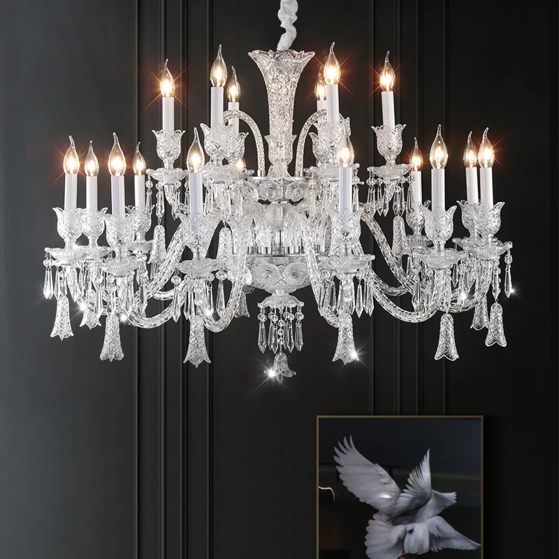 

European-style French dining room lamp, high-end atmosphere villa living room crystal chandelier