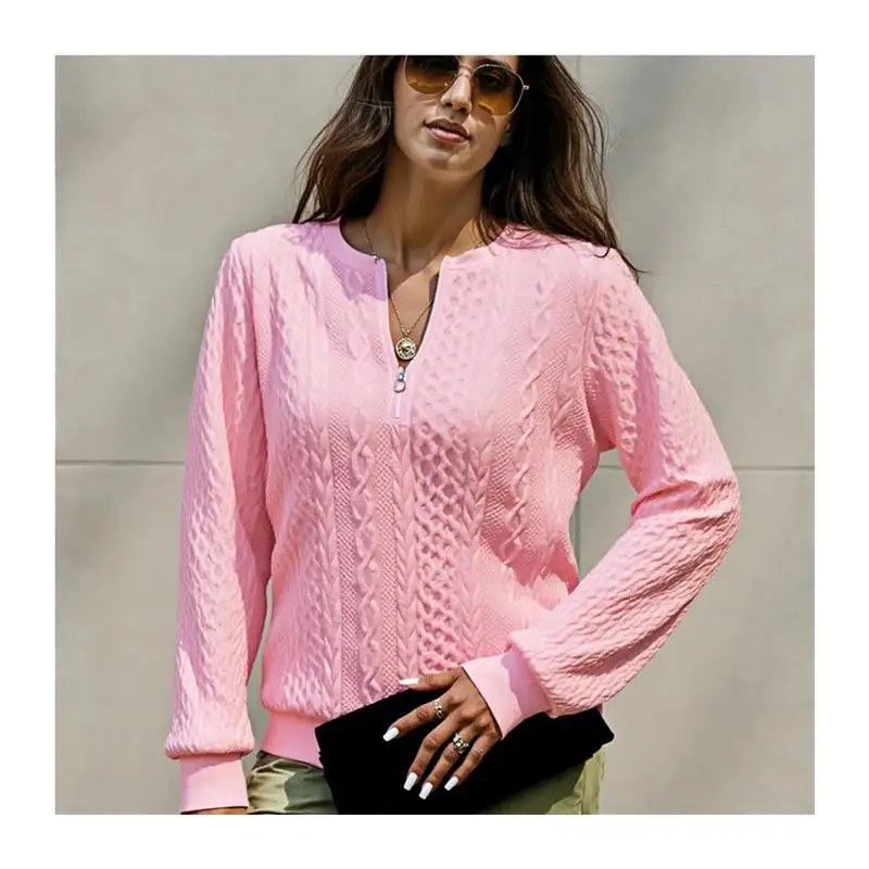 سويت شيرت نسائي طويل اللون Sve مستدير من القماش الناعم المريح، مجموعة ملابس الشارع الشهير Sle للخريف #5