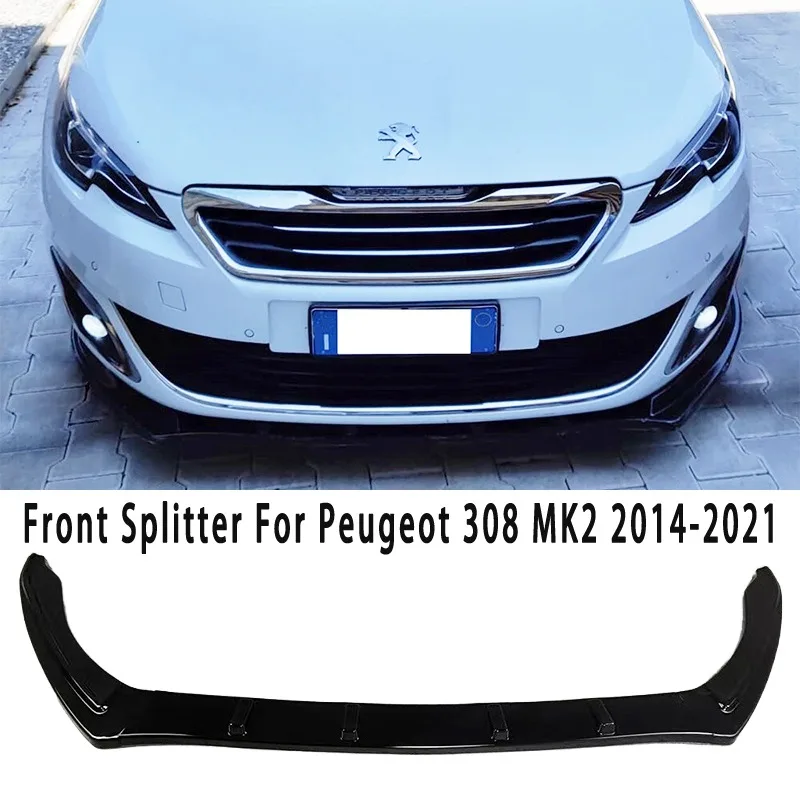 Para Peugeot 308 MK2 2014-2021 estándar no para GTI) divisor frontal parachoques delantero labio barbilla alerón divisor Protector de labio