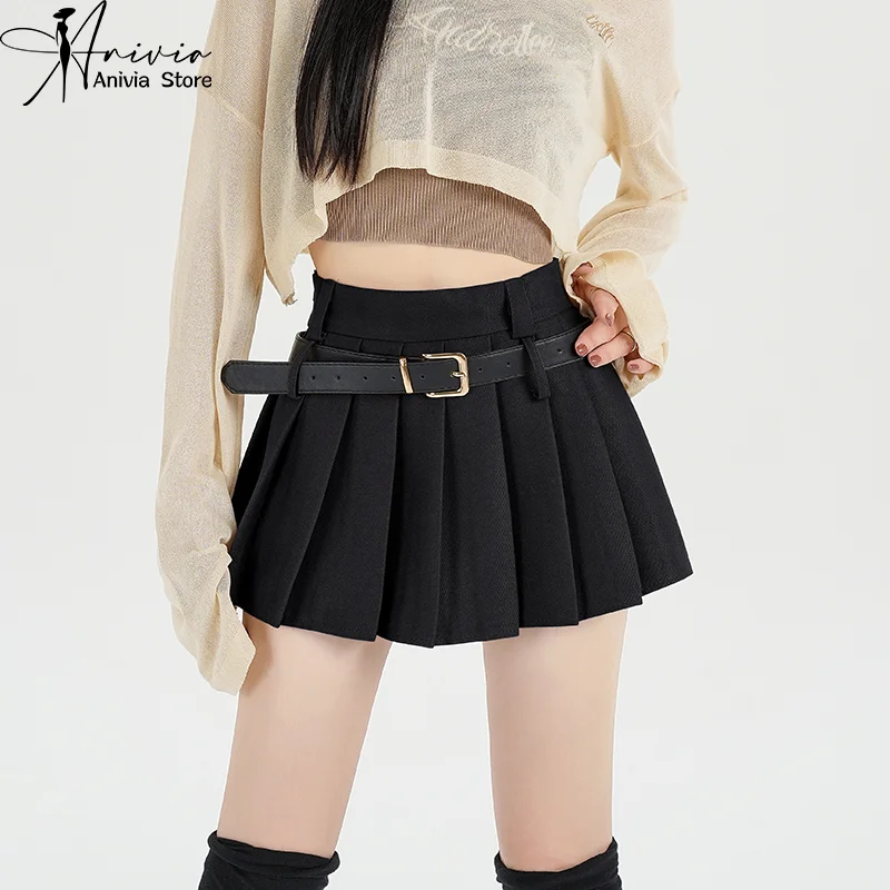 Brown Skirt Ladies 2024 Summer Clothes Women's High Waist Harajuku Korean Style Black Mini Pleated Skirt For School Girl Uniform