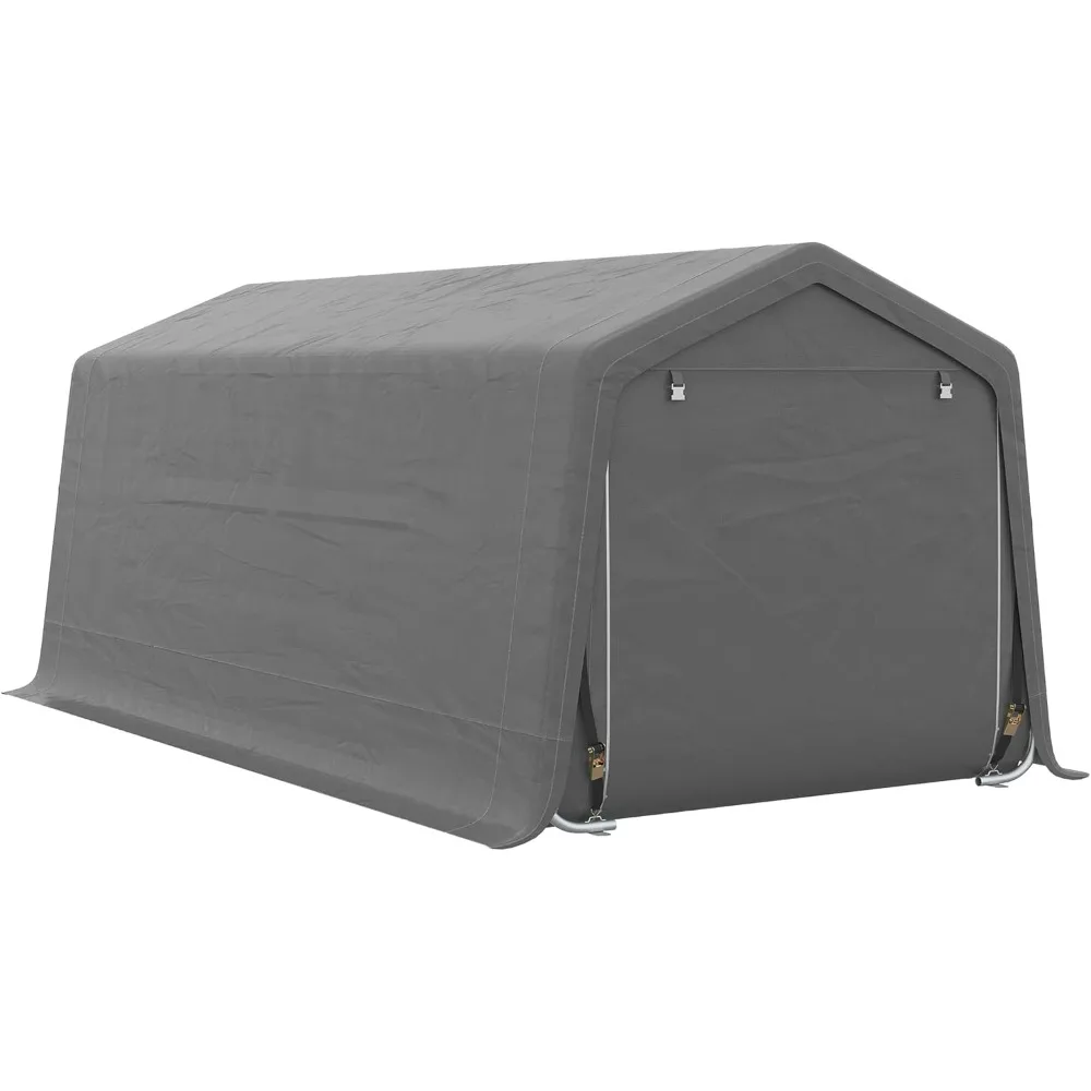 

10' X 20' Portable Garage Shed, Heavy-Duty Storage Tent, Patio Storage Shed with UV-Protective PE Cover and Double Zipper Door