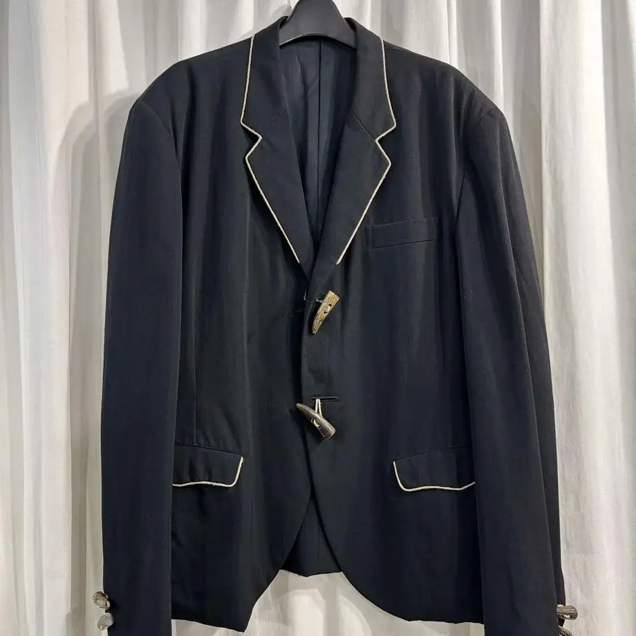 TOP-YAMAMOTO ® Business Style Black Double-Button Business Suit Men's Slim-Fitting Lightweight Jacket