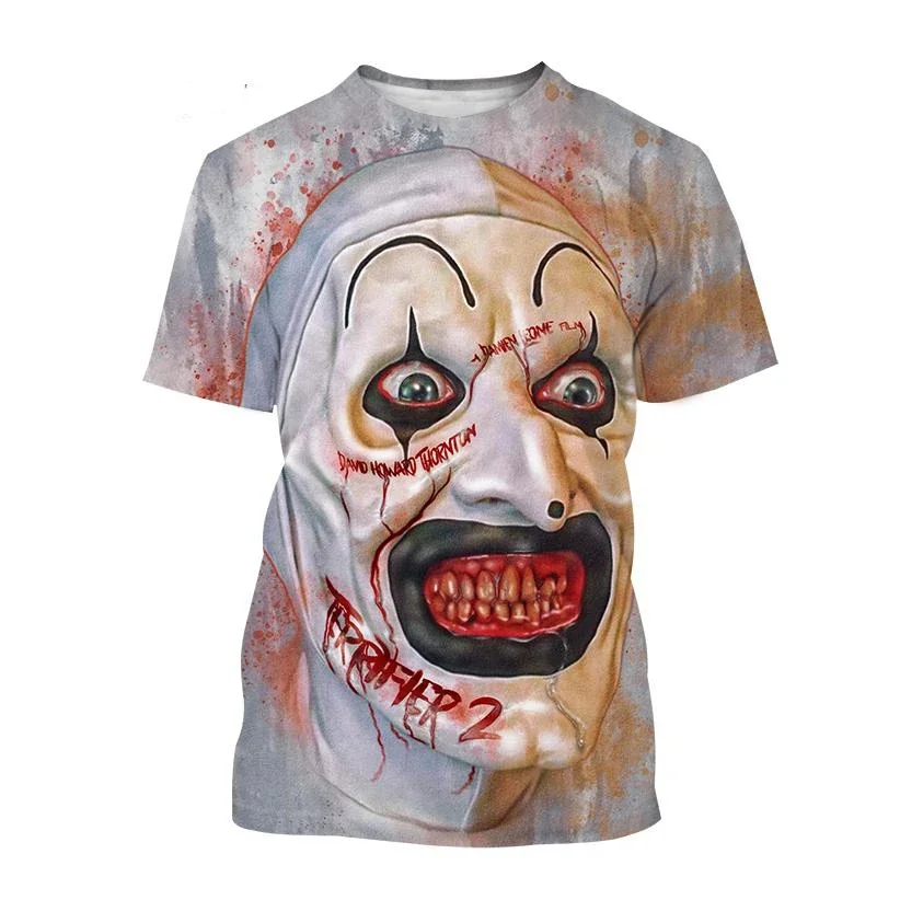 

Hot Sale New Terrifier 3D Printing T-Shirt Horror Movie Round Neck Short Sleeve Clown Fashion Unisex Casual Tops