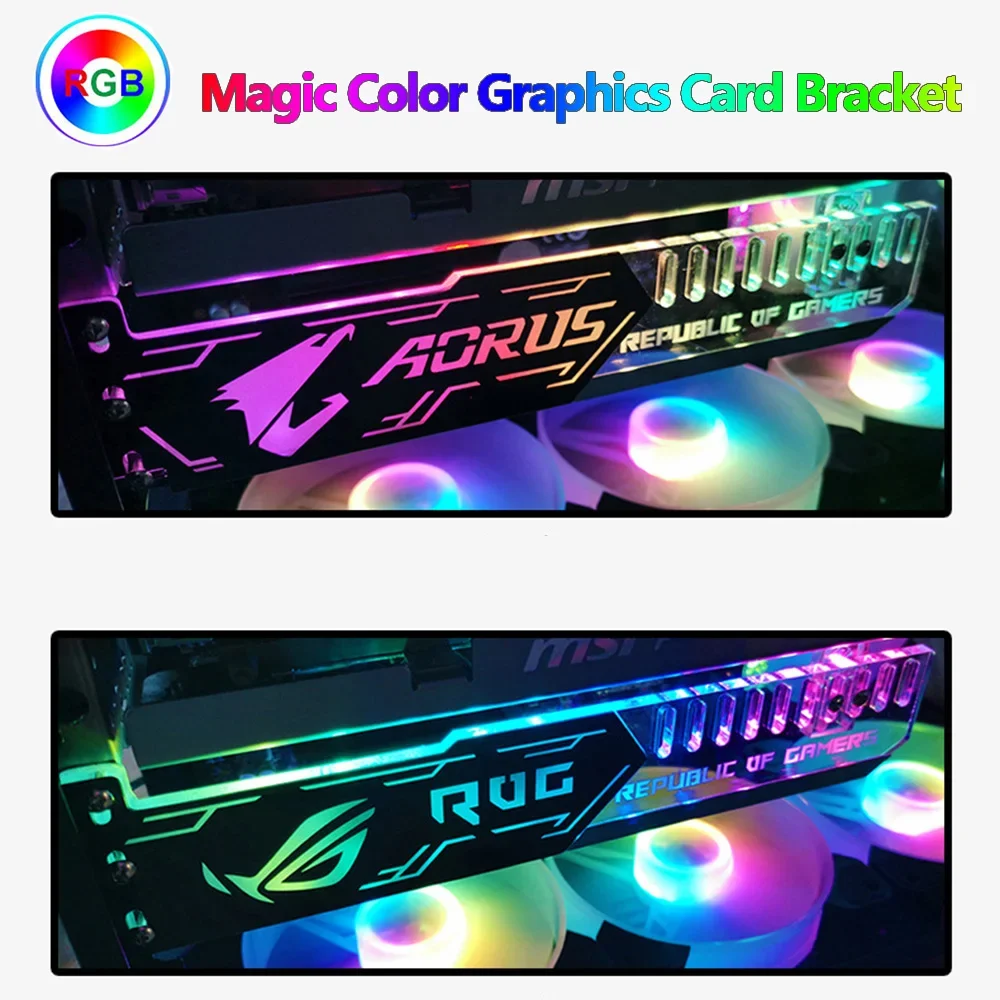 Soporte de tarjeta gráfica RGB de 25cm con conector de 4 pines, controlador de 12 colores para ordenador, compatible con tarjeta gráfica