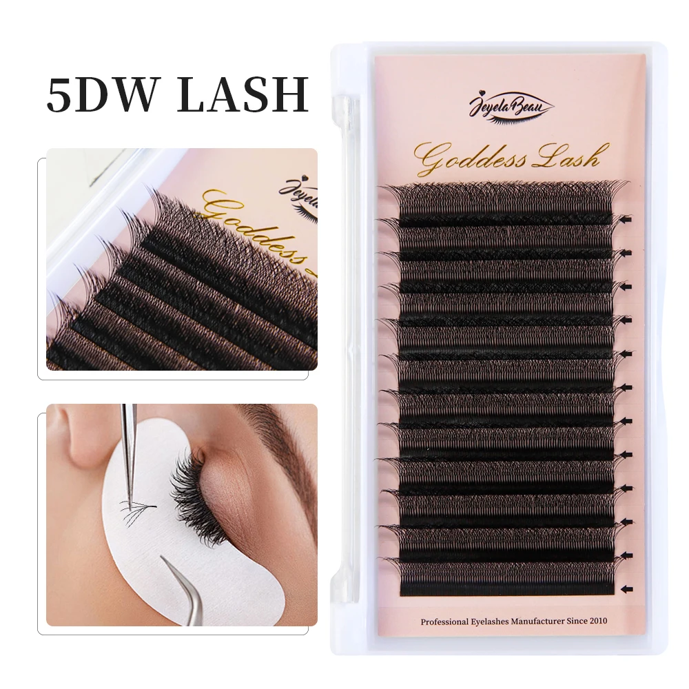 Goddess 5DW Shaped Faux Russian 5D Premade Fan Wholesale Five Leaves Eyelashes Clusters Easy Fan Volume Lashes Extension Makeup