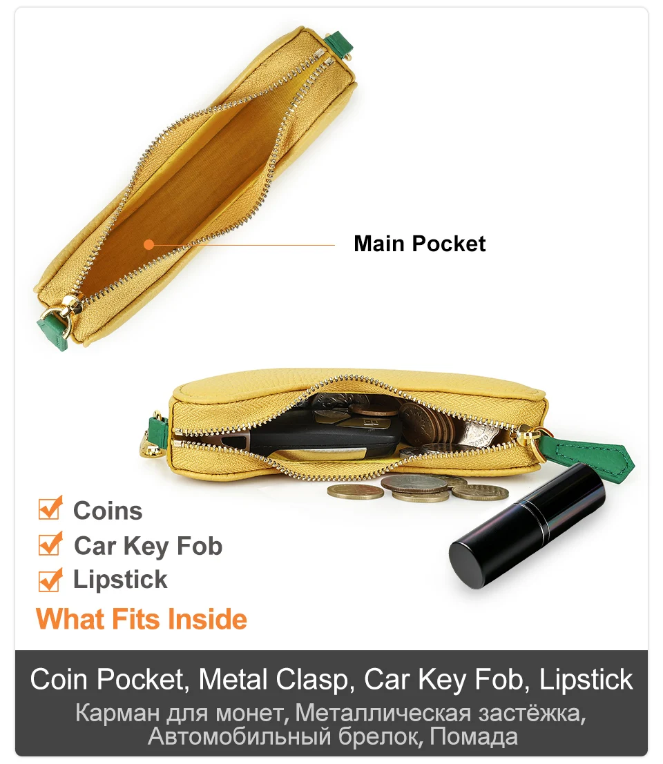 CONTACT'S Genuine Leather Bag Charm, Fruit Series Mini Pouch Keychain, Cute Handbag Pendant for Women, Female Small Item Holder