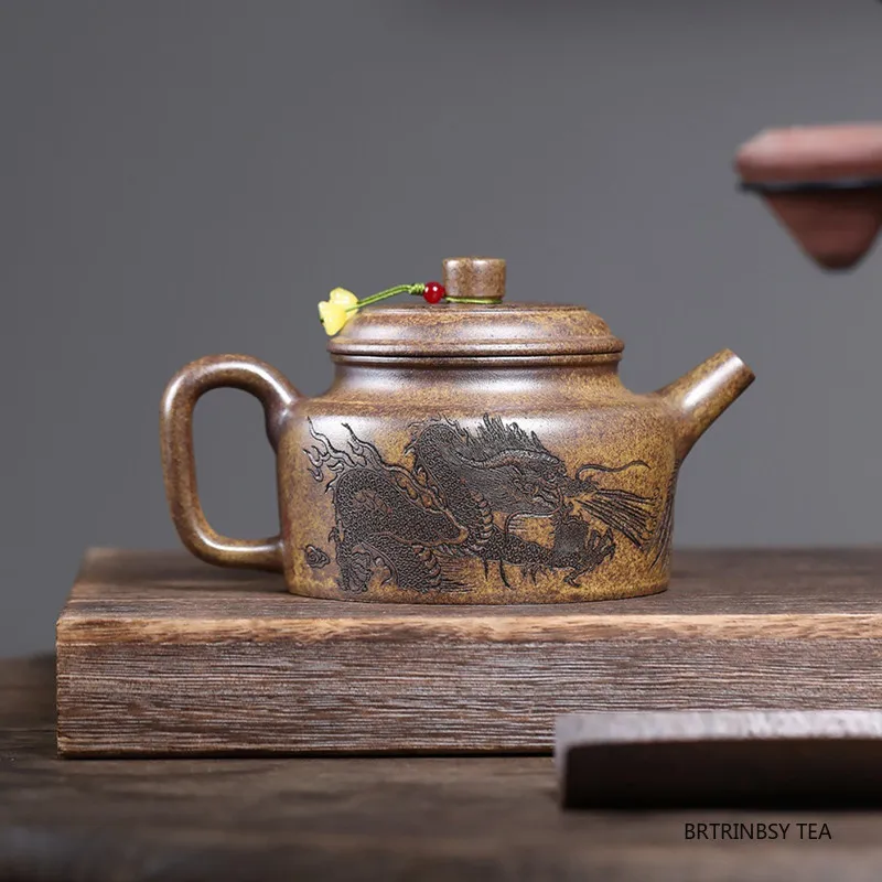 490ml Tradition Yixing Purple Clay Teapots Handmade Dragon Tiger Tea Pot Large Capacity Kettle Chinese Raw Ore Zisha Tea Set