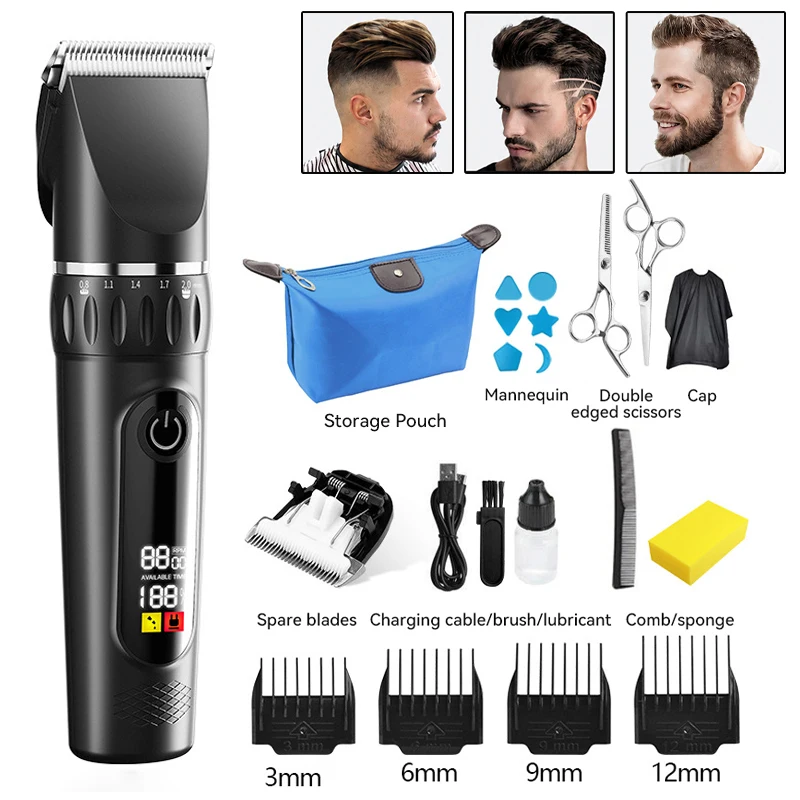 Electric Hair Clipper Professional Electric Hair Clipper Usb Rechargeable Barber Trimmer Men's Hair Clipper Hair Clipper Set