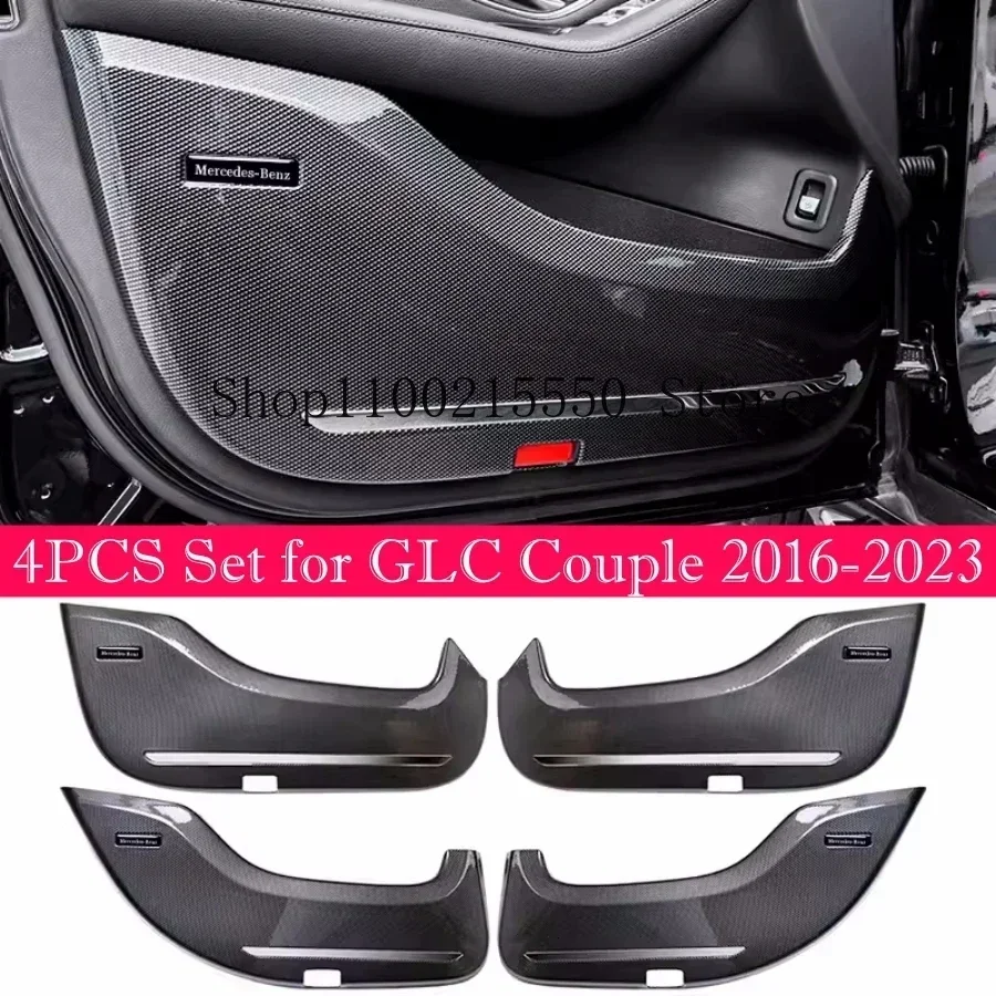 4PCS ABS Carbonfiber Patten Door Anti-Kick Pads Cover for Benz A/C/S Class GLC GLA GLB GLE GLS Fully Surrounded Protective Stick