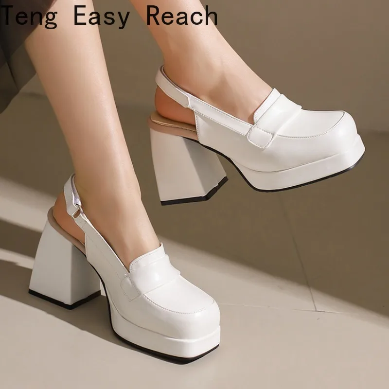 

2026 Spring/Summer New Women's Shoes Thick Bottom High Heels Square Head Ultra High Bottom Sandals Size 34-48