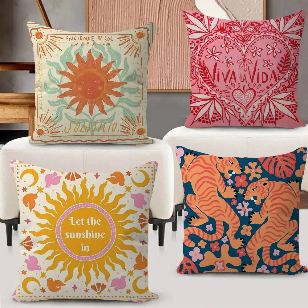 Cartoon Flowers Fashion Art Maple Design Cushion Cover Happy Autumn Harvest Decor Holiday Decorati Pillow Cover