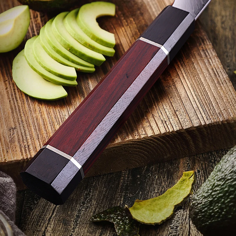 Imagem -05 - Findking Faca Nova Série Samurai Vermelho Rosewood Lidar com Aus10 67 Camadas de Aço Damasco 6.5 Polegada Cozinha Nakiri Santoku Chef Faca