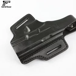 Gun&Flower G17/G22/G31 Concealed OWB Leather Pouch Open Top Two Slot Belt Right Hand Holster