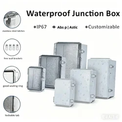 IP67 Waterproof Gray/Transparent Cover Enclosure Junction Box ABS Plastic Outdoor Electronic Instrument Hinge Case Fast Shipping