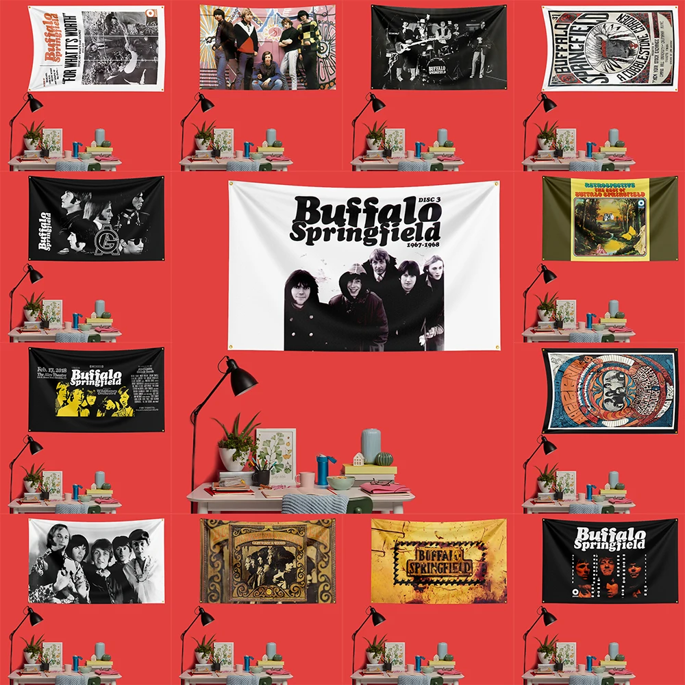 Buffalo Springfield Folk Rock Flag 3x5 FT 90x150cm Polyester Decorative Banner Tapestry For Music Fans Bedroom Wall Decoration