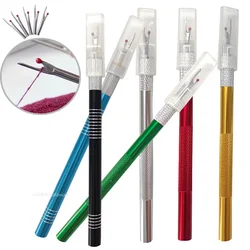 1set Thread Cutter with 5Pcs Replacement Head Seam Ripper Stitch Thread Unpicker Embroidery Thread Remover DIY Sewing Supplies