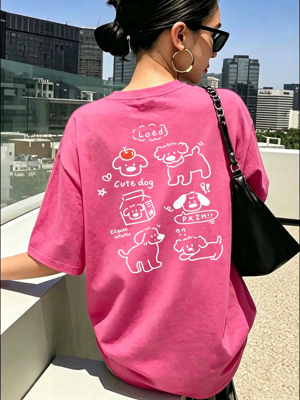 100% Cotton Womens T-Shirts Summer Korean Cartoon Cute Dog Printing T Shirt Comfortable Soft O-Neck Tops Casual Womans Clothes