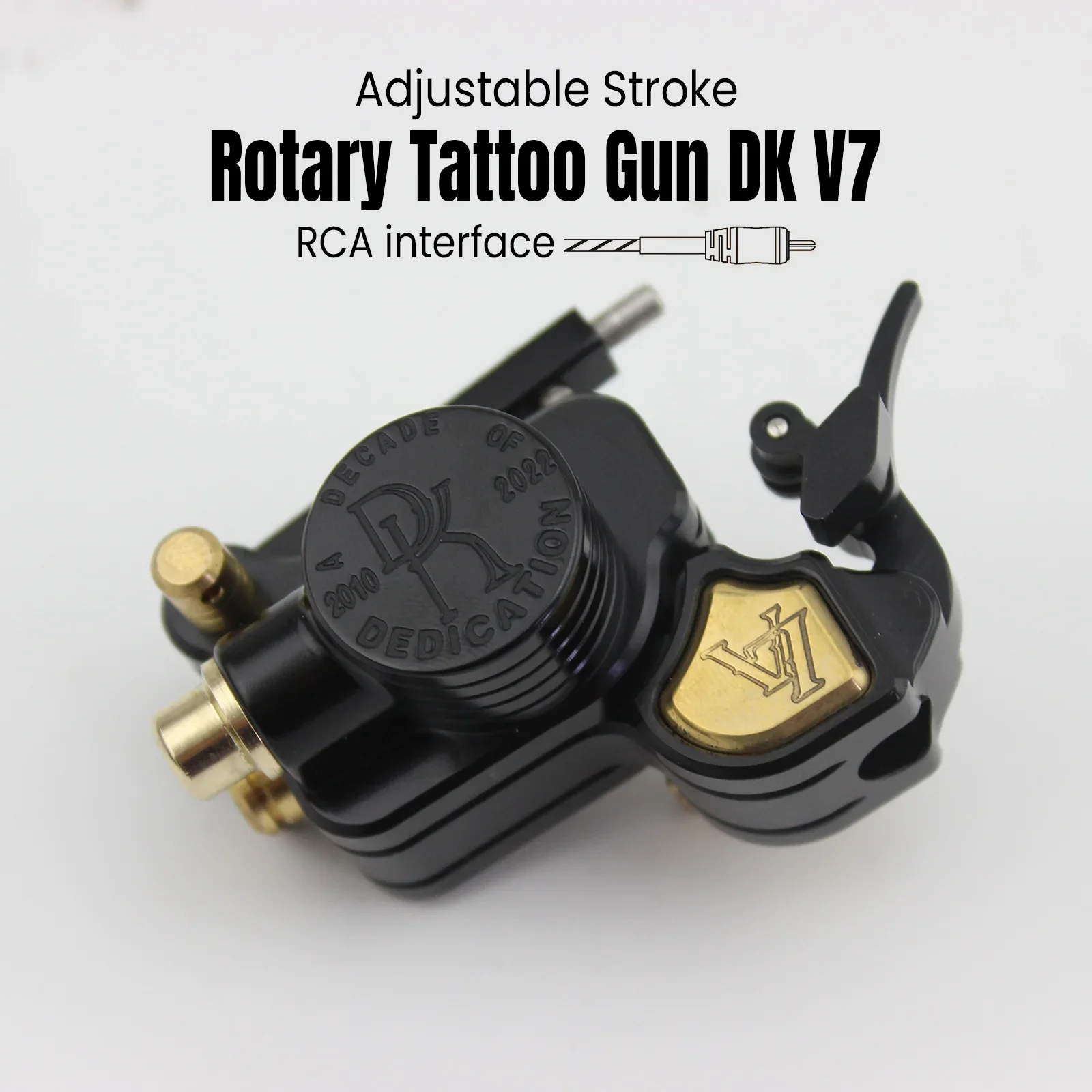 New DK V7 Rotary Tattoo Machine Coreless Motor Tattoo Gun RCA Interface Adjustable Stroke Maquina Para Tatuar Maquina De Tatuar