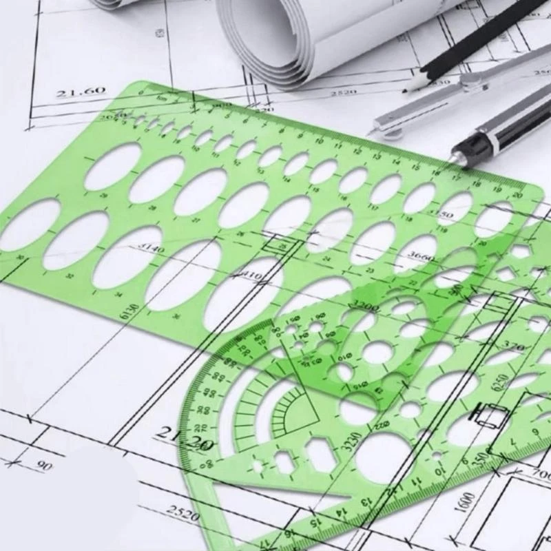 11Pcs Professional Geometric Drafting Tool Geometric Drawing Templates Set for Architect Drafting Building Engineering