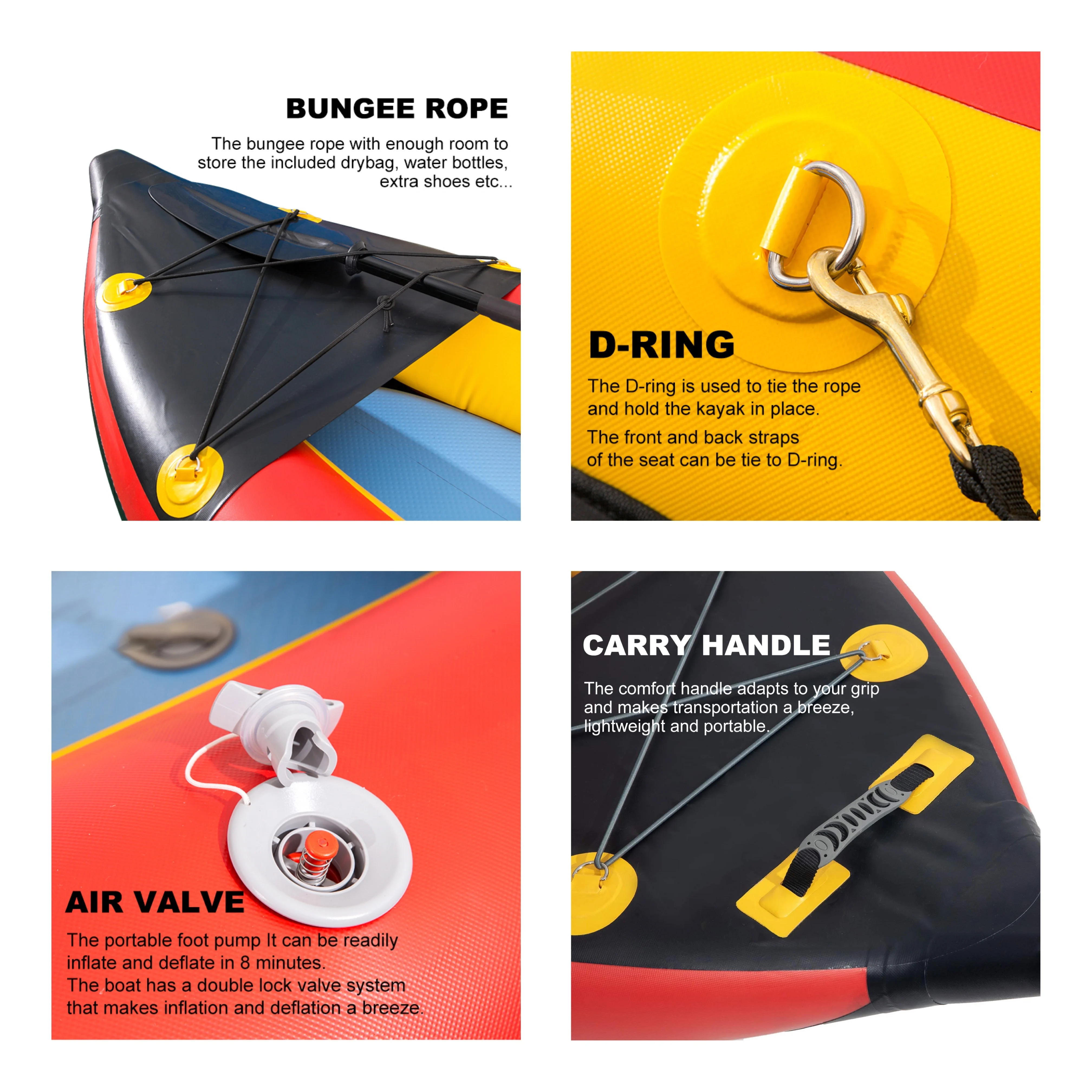 زورق كاياك لصيد الأسماك قابل للنفخ مقاوم للماء باللون الأحمر لشخص واحد مع خيار شعار مخصص 2026 #4