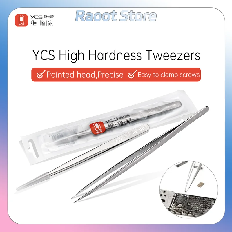 YCS AK-00 High Hardness Tweezers Stainless Steel Fine Precision Industry Tool for Mobile Phones Electronics Repair Hand Tools