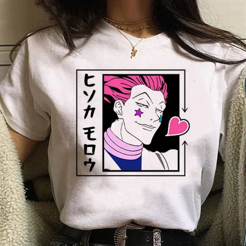 HISOKA MOROW Print T-shirt Ladies Kawaii Summer Top Cartoon Tshirt Popular Anime Hunter X Hunter Tshirt Harajuku Women\'s T-shirt