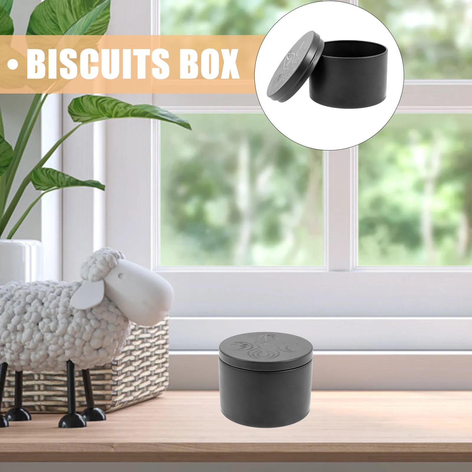 Premium Iron Round Storage Jar with Airtight Metal Lid Moon Pattern Decorative Tea Candy Cookie Chocolate Sweets Container