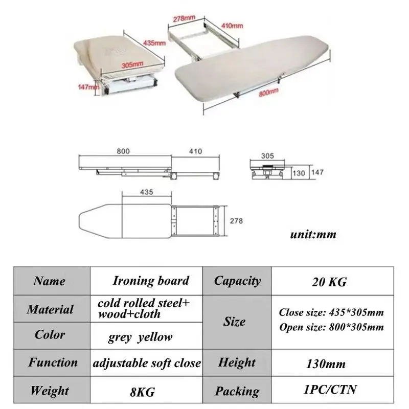 Heavy-duty Wardrobe Folding Pull-out Ironing Board, Wall-mounted Cabinet Sliding Storage Board, Modern Home Use
