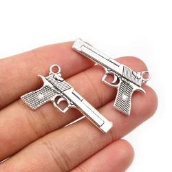 10pcs 34x20mm Antique Silver Color Gun Handmade Charms Pendant DIY Jewelry Making Accessories for Bracelet Necklace